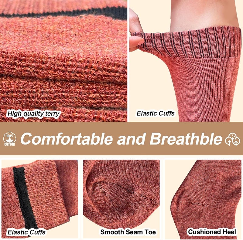 mickee Knee High Socks for Woman, Boot Sock/Long Sock Cotton Thermal Socks for Hiking Skiing Winter Gifts-4pairs - Image 3